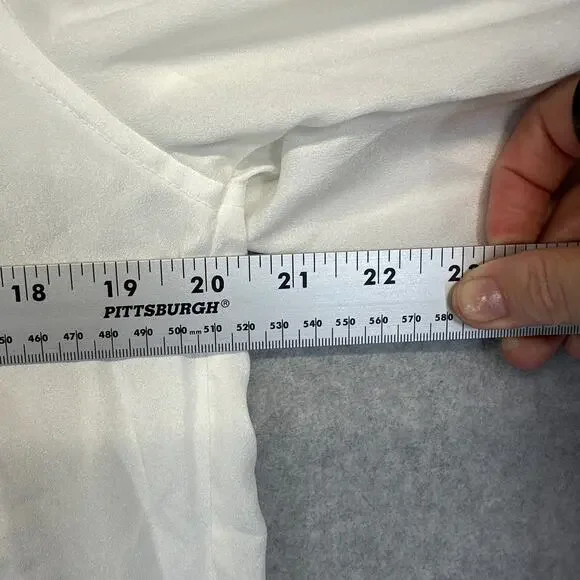 DKNY Foundation Shirt Womens Small Ivory 100% Polyester Button Down Long Sleeve - Picture 13 of 13